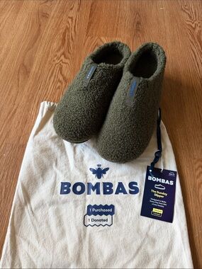 Bombas Sunday Slipper Olive Green Sherpa Slip-On Slippers